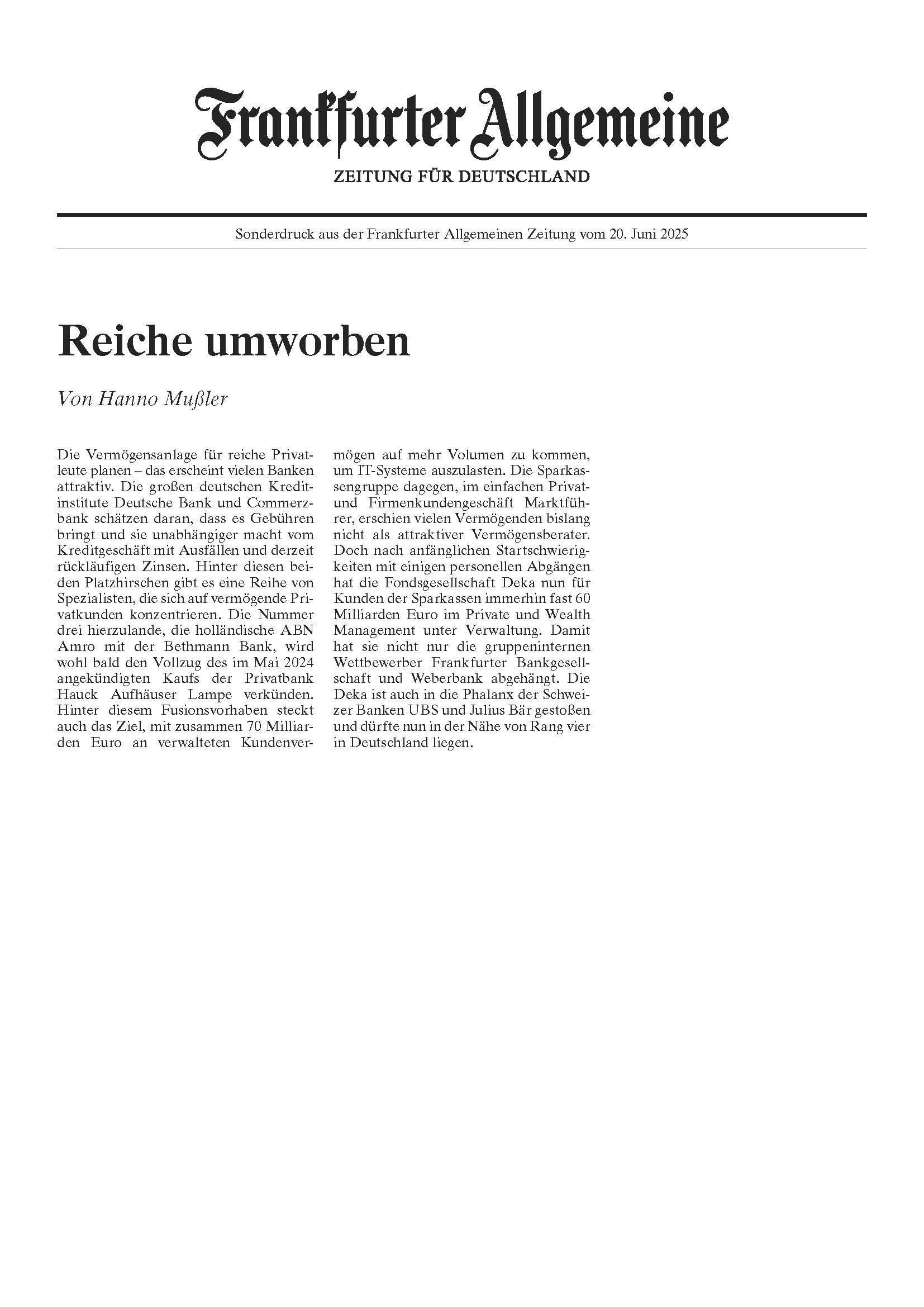 Reiche umworben 
Von Hanno Mußler 